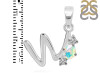 Opal & White Topaz Alphabet W Pendant OPL-RDA-75.