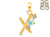 Opal & White Topaz Alphabet X Pendant OPL-RDA-76.