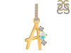 Opal & White Topaz Alphabet A Pendant OPL-RDA-79.