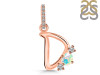 Opal & White Topaz Alphabet D Pendant OPL-RDA-82.