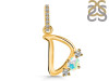 Opal & White Topaz Alphabet D Pendant OPL-RDA-82.