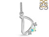 Opal & White Topaz Alphabet D Pendant OPL-RDA-82.