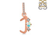 Opal & White Topaz Alphabet J Pendant OPL-RDA-88.