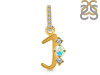 Opal & White Topaz Alphabet J Pendant OPL-RDA-88.