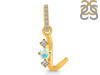 Opal & White Topaz Alphabet L Pendant OPL-RDA-90.