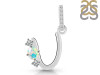 Opal & White Topaz Alphabet U Pendant OPL-RDA-99.