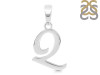 Plain Silver Alphabet Q Pendant PS-RDA-121.