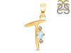 Moonstone & White Topaz Alphabet T Pendant RBM-RDA-20.