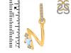 Moonstone & White Topaz Alphabet N Pendant RBM-RDA-40.