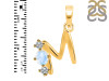 Moonstone & White Topaz Alphabet M Pendant RBM-RDA-65.
