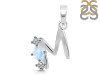 Moonstone & White Topaz Alphabet M Pendant RBM-RDA-65.