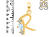 Moonstone & White Topaz Alphabet R Pendant RBM-RDA-70.