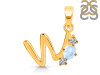Moonstone & White Topaz Alphabet W Pendant RBM-RDA-75.