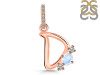 Moonstone & White Topaz Alphabet D Pendant RBM-RDA-82.
