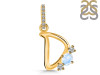 Moonstone & White Topaz Alphabet D Pendant RBM-RDA-82.