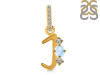 Moonstone & White Topaz Alphabet J Pendant RBM-RDA-88.