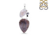 Russian Dendritic Agate/Black Spinel/Black Rutile/Pearl Pendant-2SP RDA-1-121
