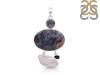 Russian Dendritic Agate/Black Spinel/Black Rutile/Pearl Pendant-2SP RDA-1-126