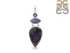 Russian Dendritic Agate/Labradorite/Amethyst Pendant-2SP RDA-1-127