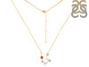Aquarius Zodiac Star Constellation Red Onyx & White Topaz Necklace ROX-RDN-487.