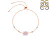 Rose Quartz Raw Crystal & White Topaz Bracelet With Adjustable Camera Lock RSQ-RCYB-2-CAMERA-LOCK
