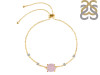 Rose Quartz Raw Crystal & White Topaz Bracelet With Adjustable Camera Lock RSQ-RCYB-2-CAMERA-LOCK