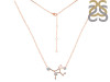Virgo Zodiac Star Constellation Rose Quartz & White Topaz Necklace RSQ-RDN-491.