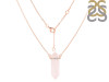 Rose Quartz & White Topaz Pencil Necklace RSQ-RN-84.