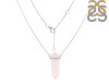Rose Quartz & White Topaz Pencil Necklace RSQ-RN-84.