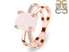 Rose Quartz Raw Crystal & White Topaz Ring RSQ-RR-382.