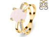 Rose Quartz Raw Crystal & White Topaz Ring RSQ-RR-382.