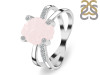 Rose Quartz Raw Crystal & White Topaz Ring RSQ-RR-382.