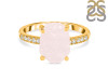 Rose Quartz Raw Crystal & White Topaz Ring RSQ-RR-397.
