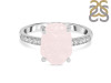 Rose Quartz Raw Crystal & White Topaz Ring RSQ-RR-397.