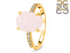 Rose Quartz Raw Crystal & White Topaz Ring RSQ-RR-397.