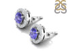 Tanzanite & White Topaz Stud Earring TZN-RDE-1003.