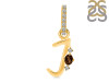 Smoky & White Topaz Alphabet J Pendant SMY-RDA-36.