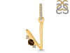Smoky & White Topaz Alphabet V Pendant SMY-RDA-48.