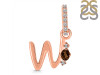 Smoky & White Topaz Alphabet W Pendant SMY-RDA-49.