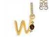 Smoky & White Topaz Alphabet W Pendant SMY-RDA-49.