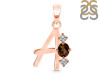Smoky & White Topaz Alphabet A Pendant SMY-RDA-53.