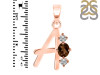 Smoky & White Topaz Alphabet A Pendant SMY-RDA-53.