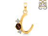 Smoky & White Topaz Alphabet C Pendant SMY-RDA-55.
