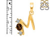 Smoky & White Topaz Alphabet M Pendant SMY-RDA-65.