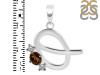 Smoky & White Topaz Alphabet Q Pendant SMY-RDA-69.