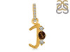 Smoky & White Topaz Alphabet J Pendant SMY-RDA-88.