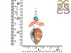 Spiny Oyster Turquoise / Coral & London Blue Topaz Pendant-2SP TRO-1-192