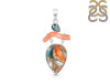 Spiny Oyster Turquoise / Coral & London Blue Topaz Pendant-2SP TRO-1-192