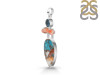 Spiny Oyster Turquoise / Coral & London Blue Topaz Pendant-2SP TRO-1-193