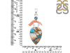 Spiny Oyster Turquoise / Coral & London Blue Topaz Pendant-2SP TRO-1-194